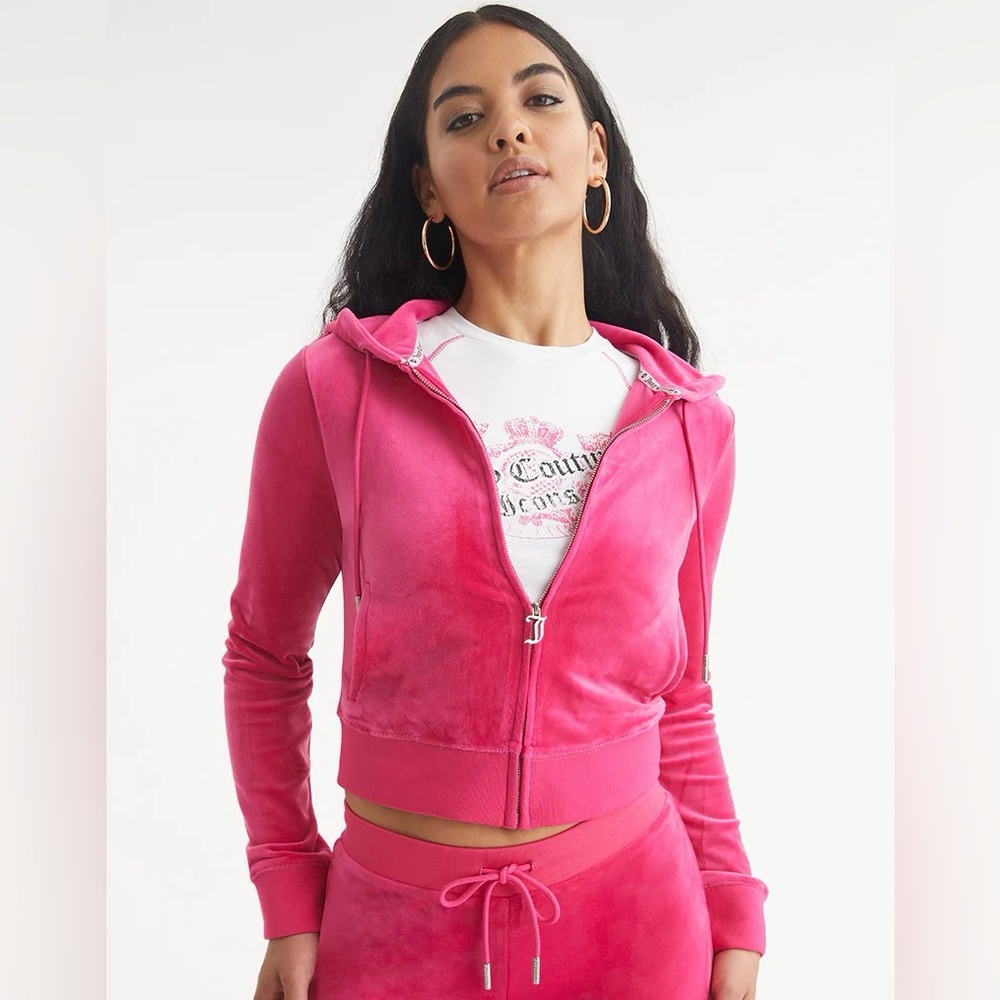 Juicy Couture velour pink hoodie sweater size medium